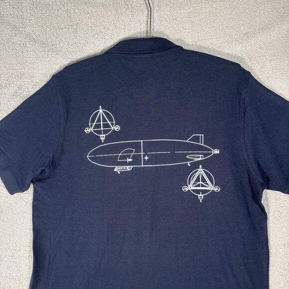 Hakro Men’s XL Polo Shirt‎ Cotton Navy Blue Zeppelin Retro Futurism Steampunk - Picture 13 of 14